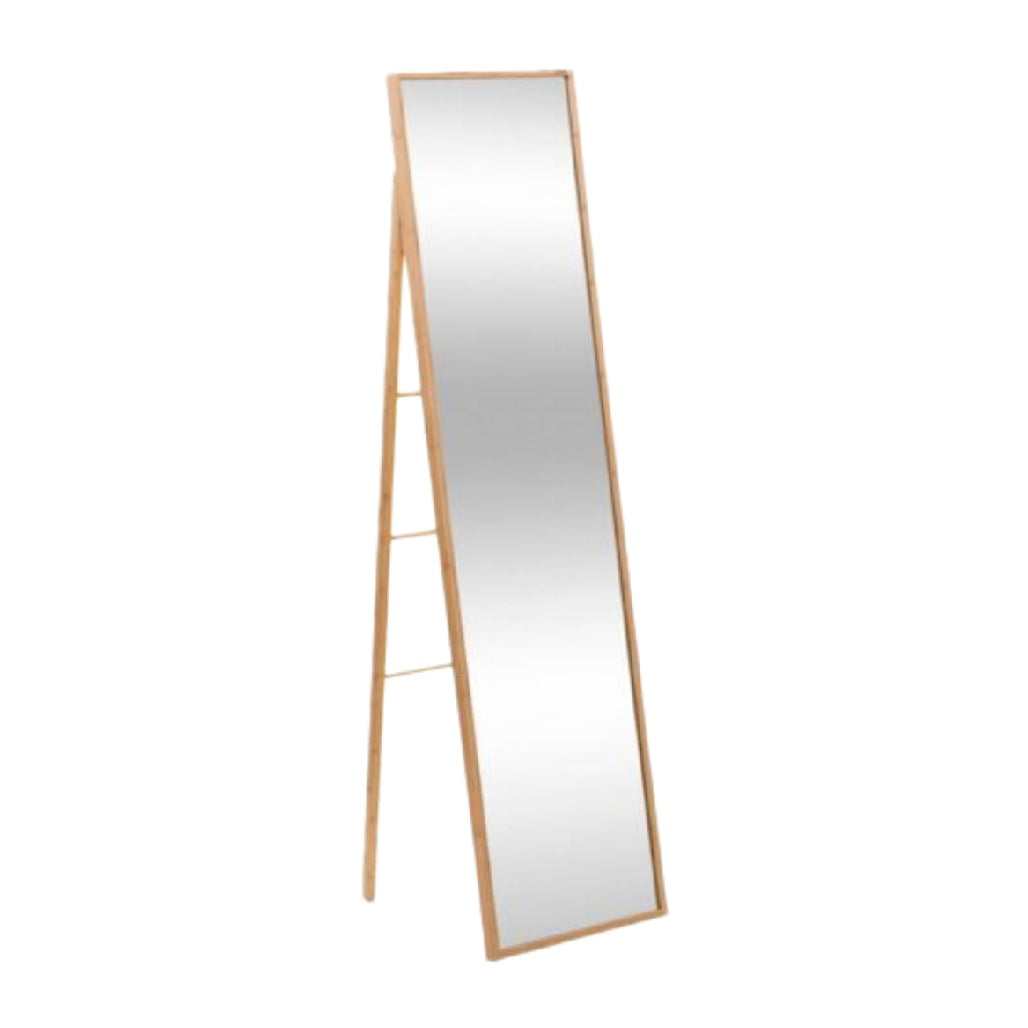 Specchio da Terra con Cornice in Legno Naturale – Design Elegante e Funzionale