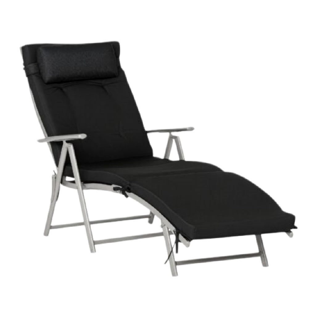 Sedia a sdraio reclinabile nera con poggiatesta - Design elegante e funzionalità ottimale