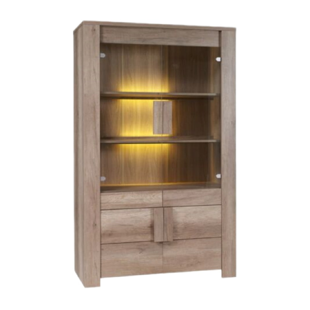 **Armadio Moderno in Legno con Illuminazione Interna e Ripiani Regolabili**